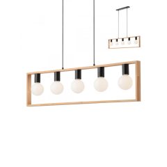 TIMBER-függőlámpa-modern-5X42W-natúr-fa