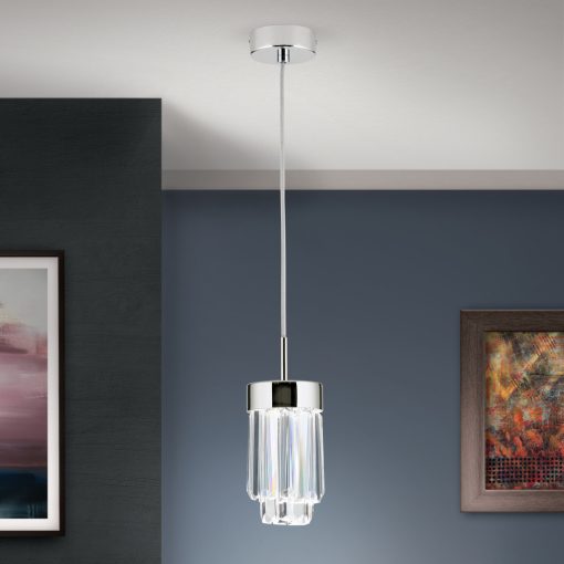 PRISM modern kristály LED függőlámpa , króm, 600lm