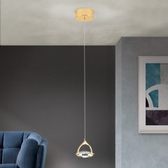 MOON modern kristály LED függőlámpa , arany, 300lm