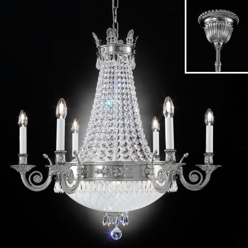 Empire Crystal kristály csillár, ezüst, 80 cm, 6xE14